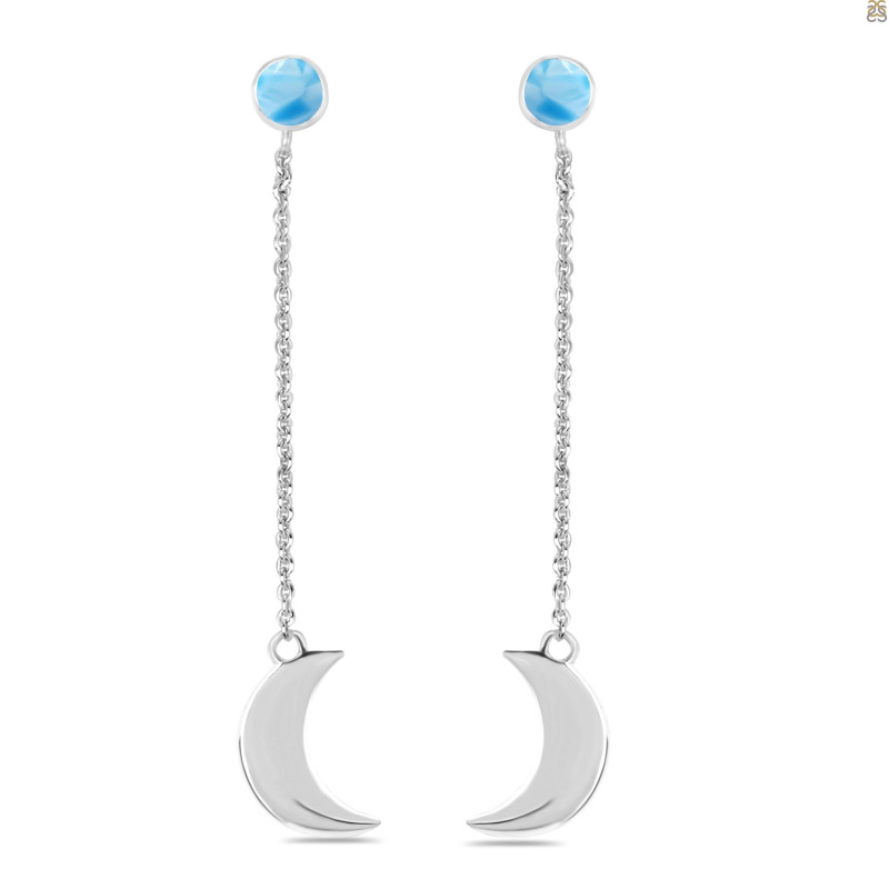 Larimar Chain & Crescent Moon Earring LAR-RE-1.