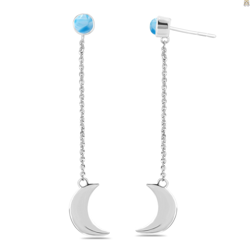 Larimar Chain & Crescent Moon Earring
