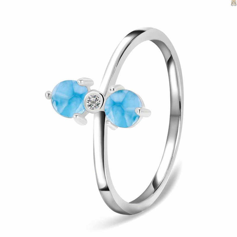Larimar & White Topaz Ring
