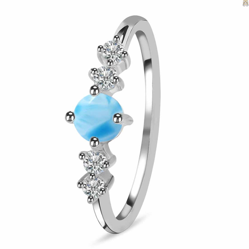 Larimar & White Topaz Ring
