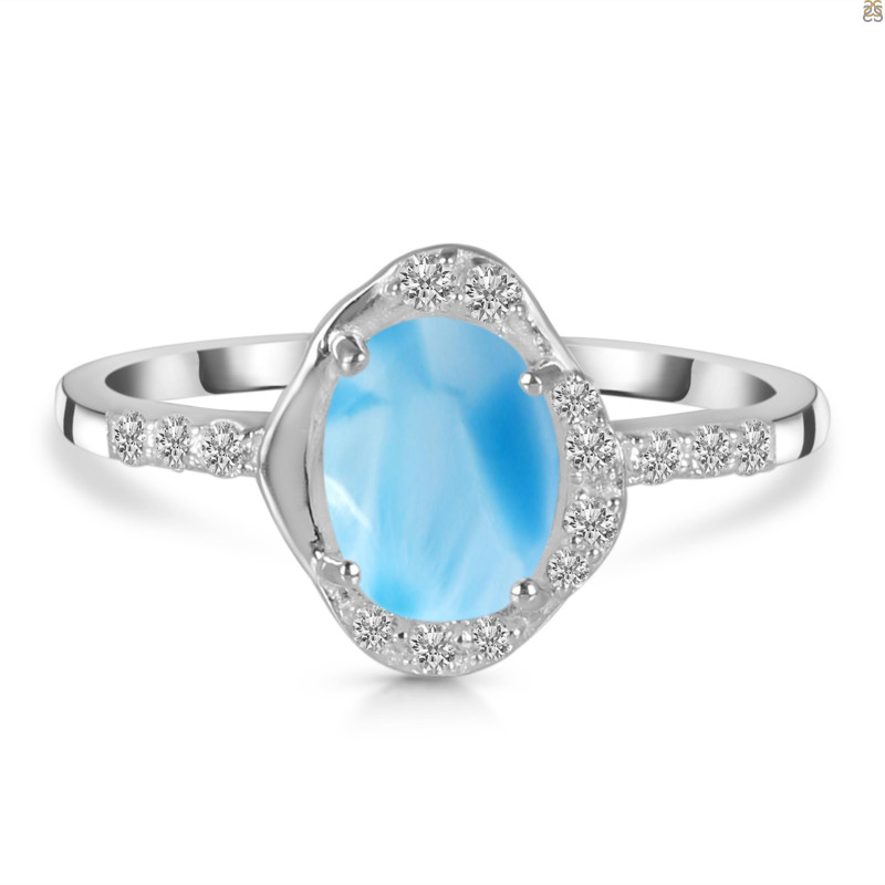 Larimar & White Topaz Ring LAR-RR-359.