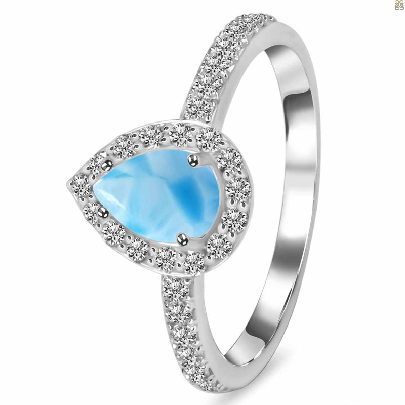 Larimar & White Topaz Ring
