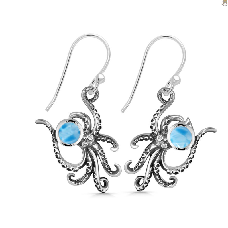 Larimar Octopus Earring LAR-RUE-15.