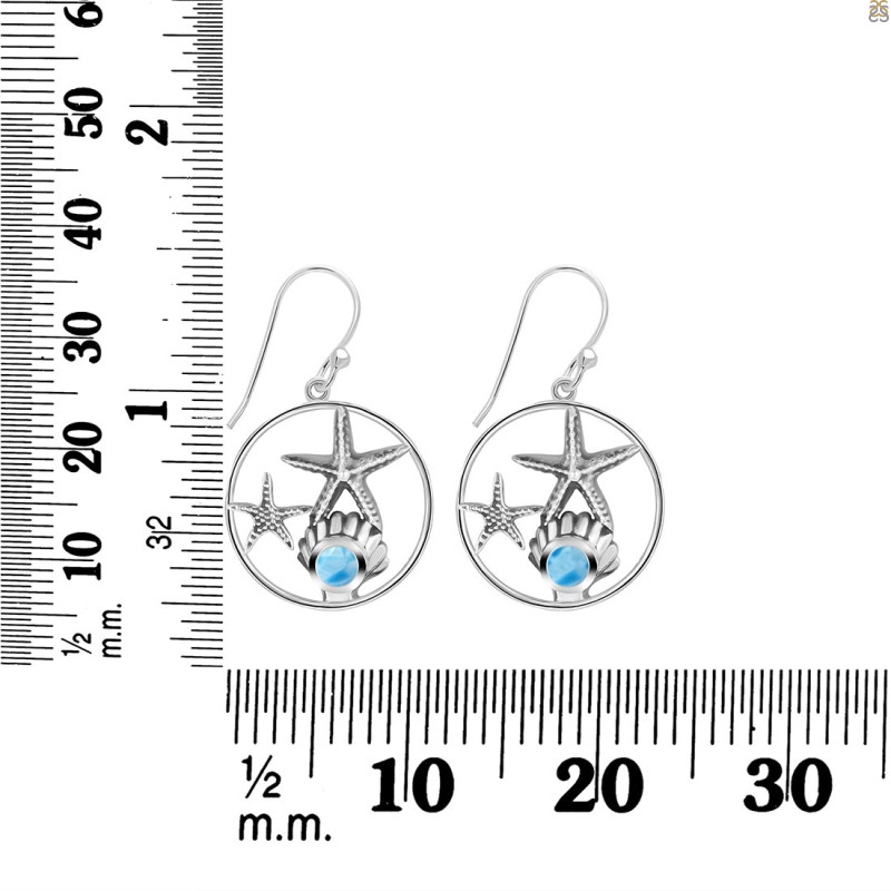 Larimar Star Fish & Shell Earring LAR-RUE-16.