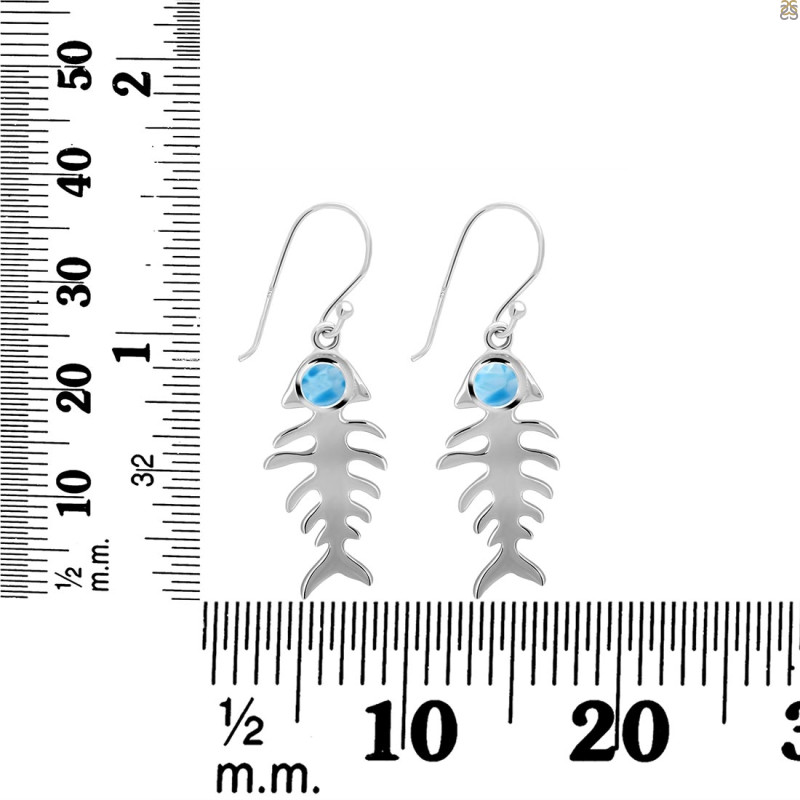 Larimar Fish Bone Earring LAR-RUE-17.