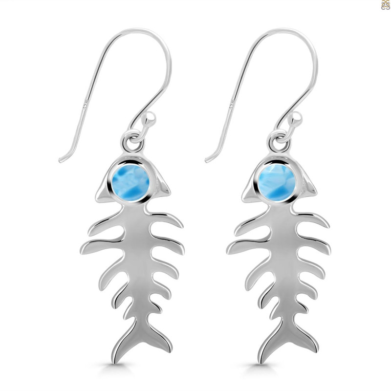 Larimar Fish Bone Earring LAR-RUE-17.