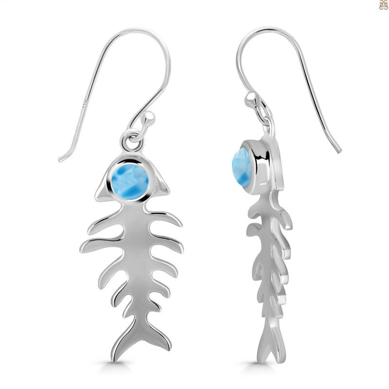 Larimar Fish Bone Earring