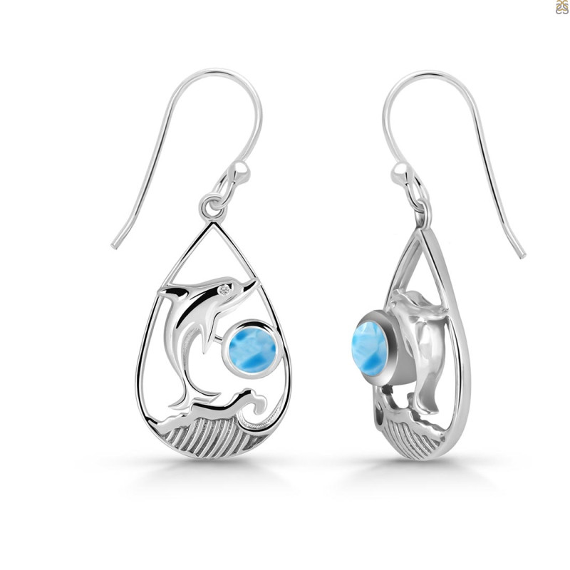 Larimar Dolphin Earring