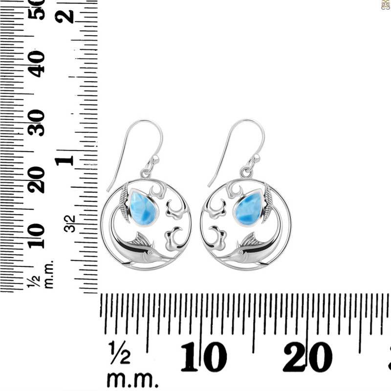 Larimar Sail Fish Earring LAR-RUE-32.