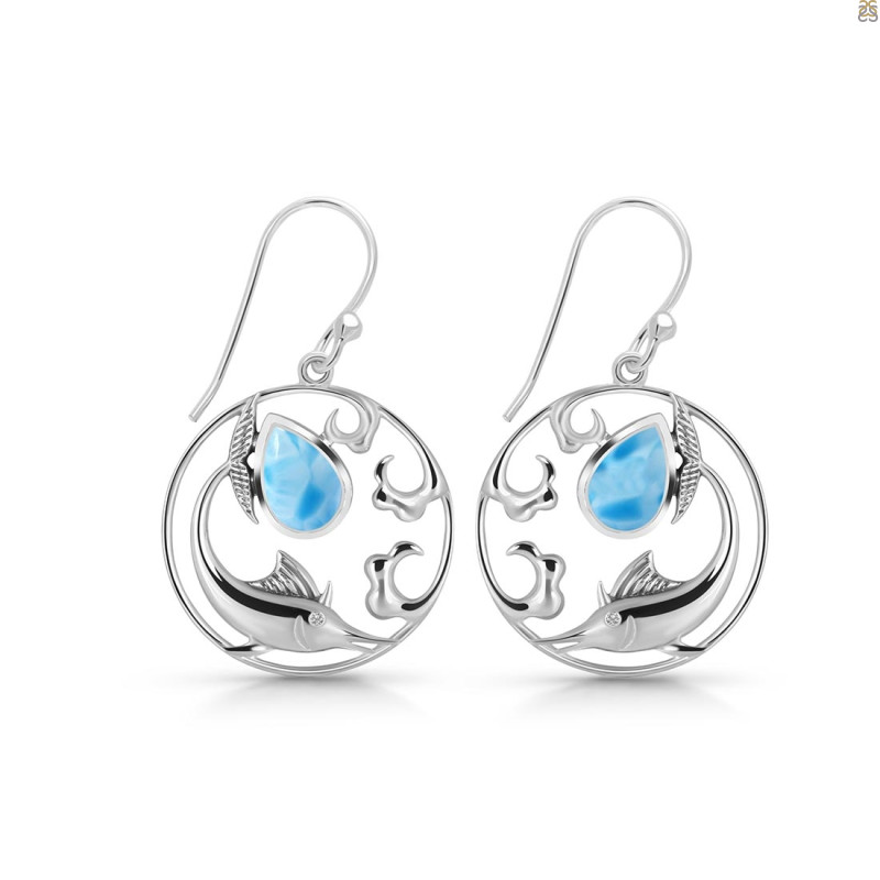 Larimar Sail Fish Earring LAR-RUE-32.