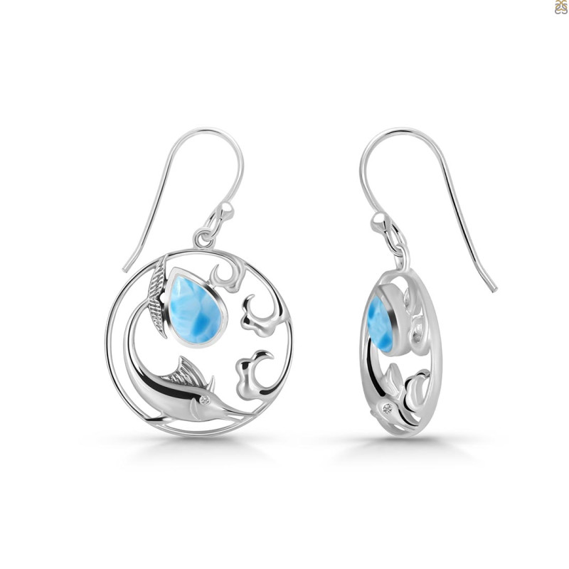 Larimar Sail Fish Earring
