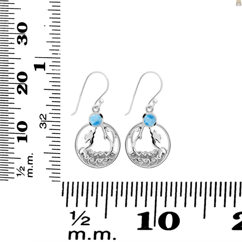 Larimar Mermaid & Dolphin Earring LAR-RUE-34.