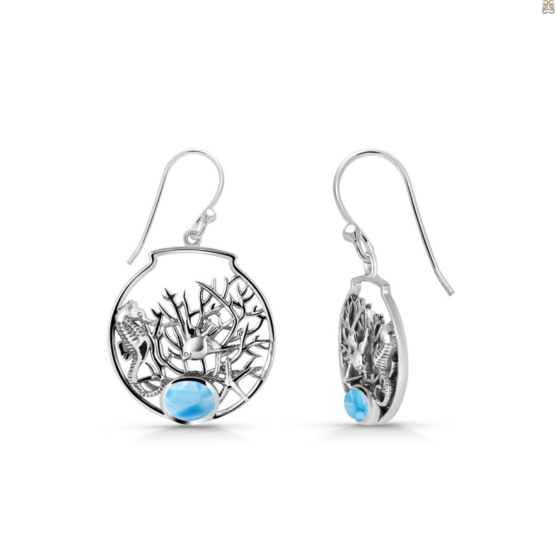 Larimar Sea Horse & Fish Earring
