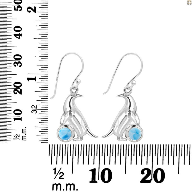 Larimar & White Topaz Penguin Earring LAR-RUE-44.