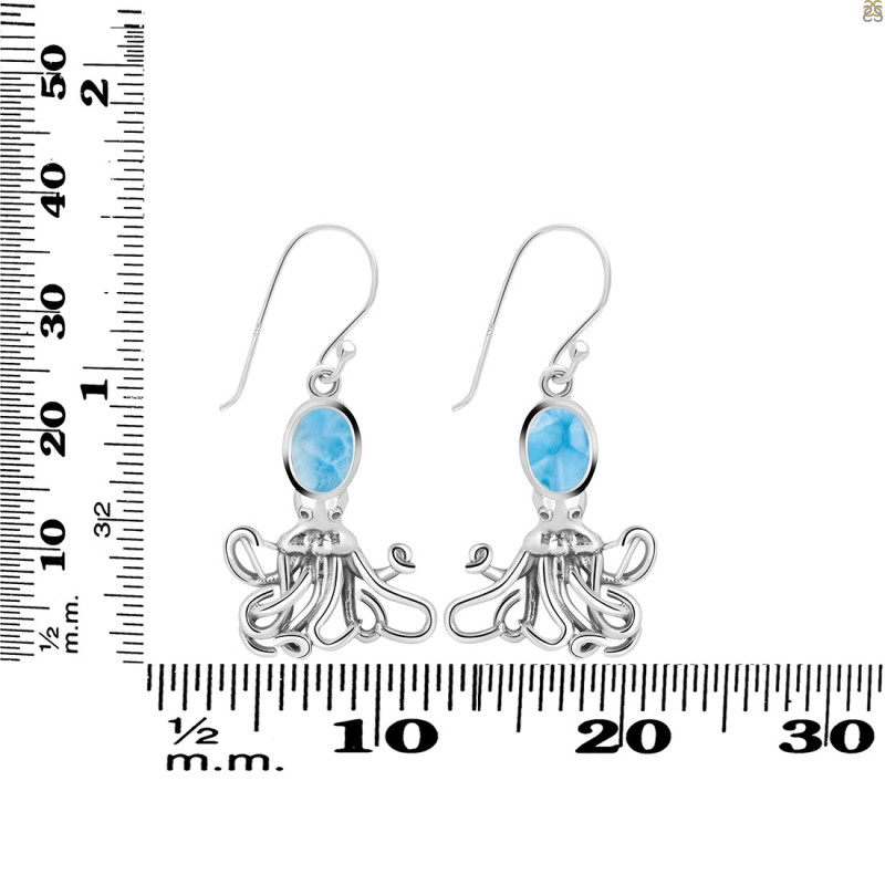 Larimar Octopus Earring LAR-RUE-46.
