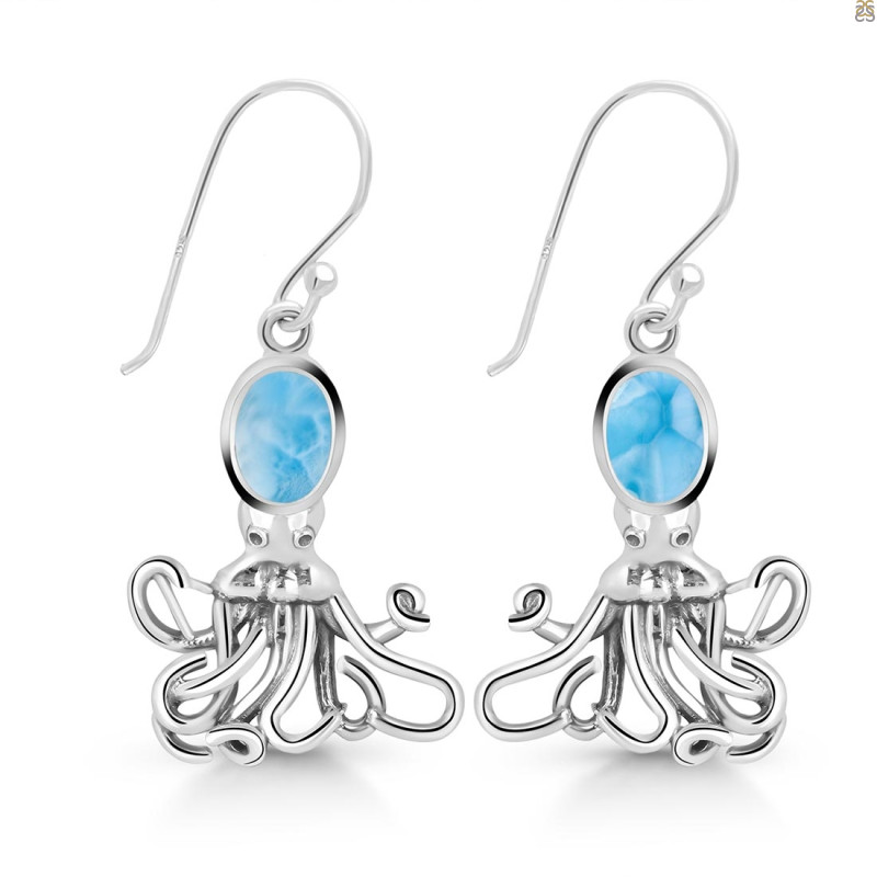 Larimar Octopus Earring LAR-RUE-46.