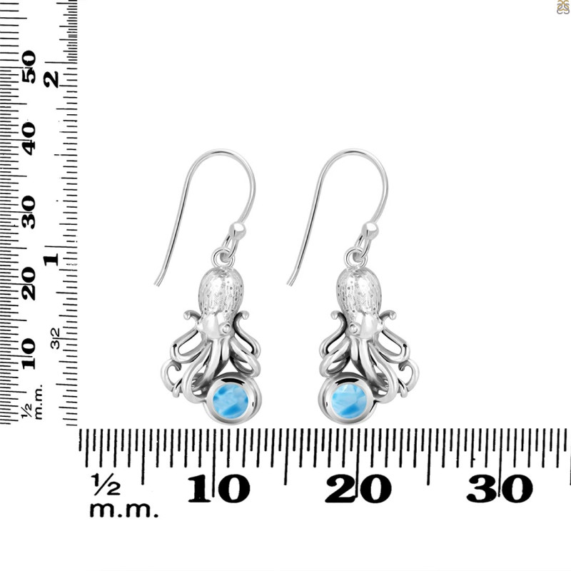Larimar Octopus Earring LAR-RUE-48.