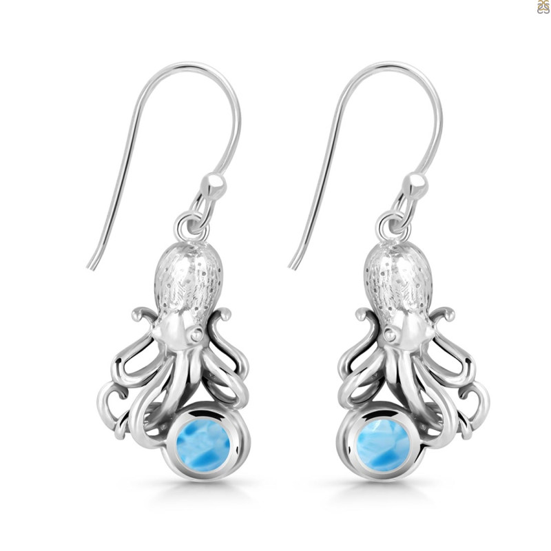 Larimar Octopus Earring LAR-RUE-48.