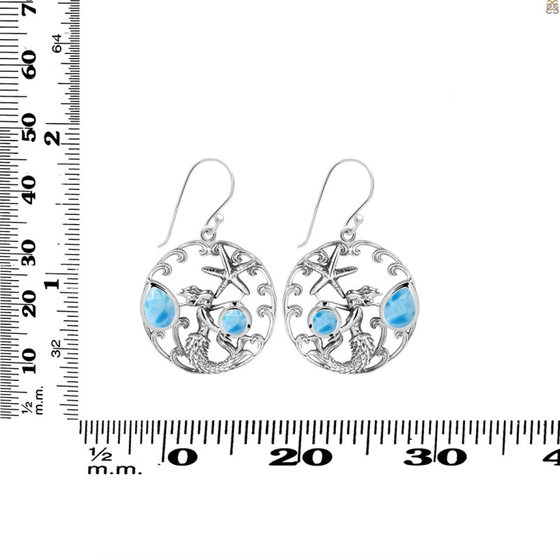 Larimar Mermaid & Star Fish Earring LAR-RUE-52.