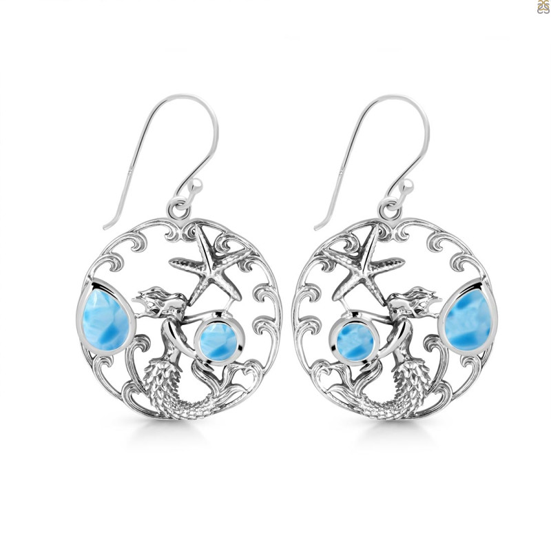 Larimar Mermaid & Star Fish Earring LAR-RUE-52.