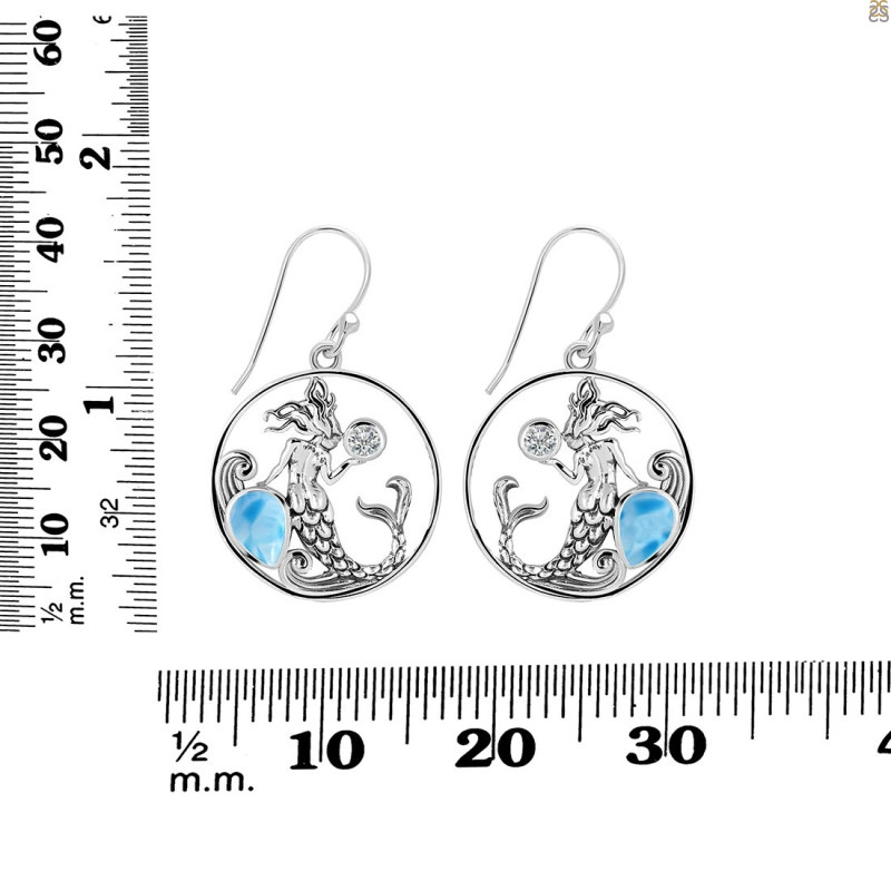 Larimar & Blur Topaz Mermaid Earring LAR-RUE-57.