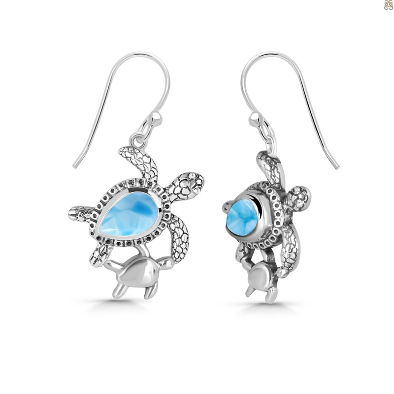 Larimar Turtle Earring