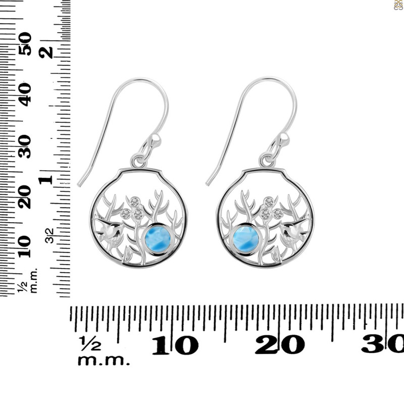 Larimar & White Topaz Fish Earring LAR-RUE-62.