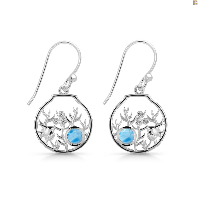 Larimar & White Topaz Fish Earring LAR-RUE-62.