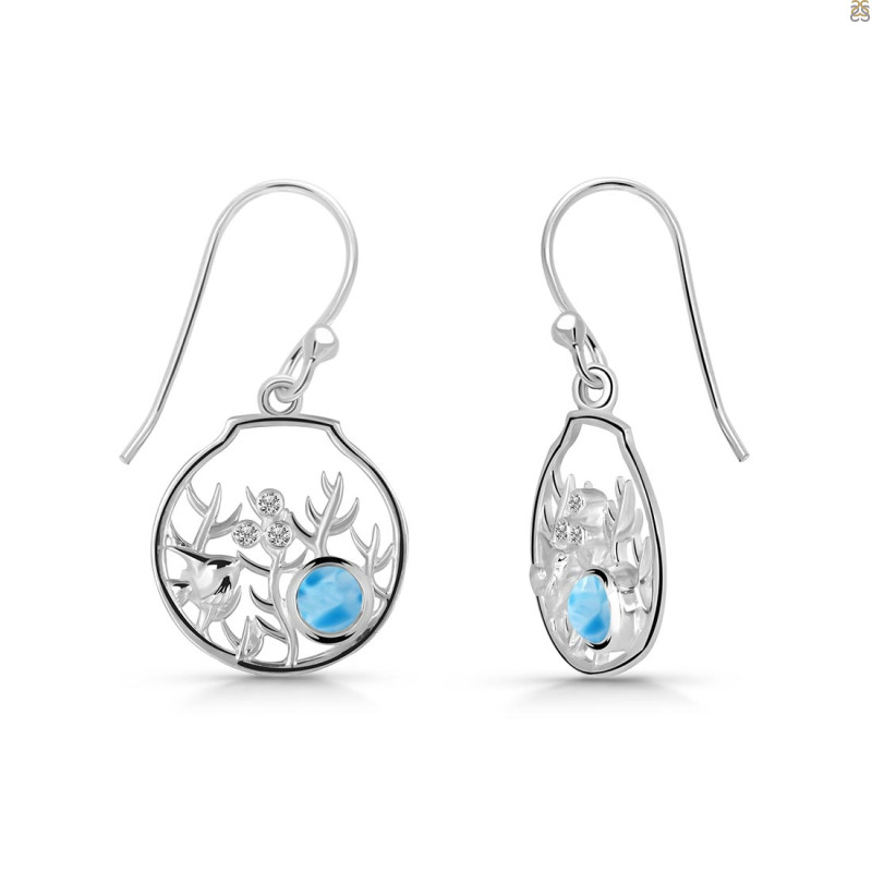 Larimar & White Topaz Fish Earring