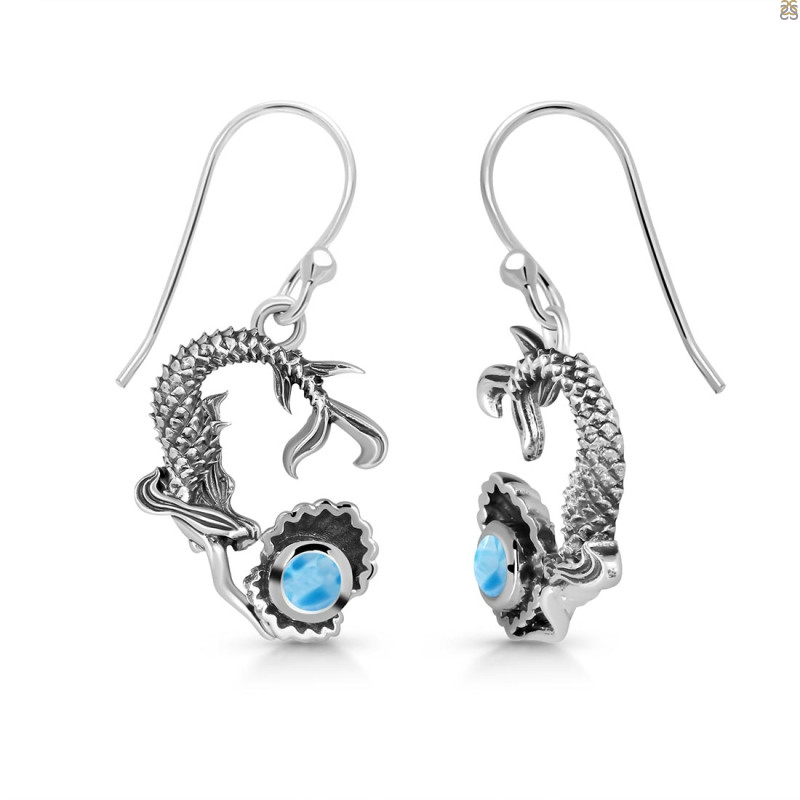 Larimar Mermaid & Oyster Earring