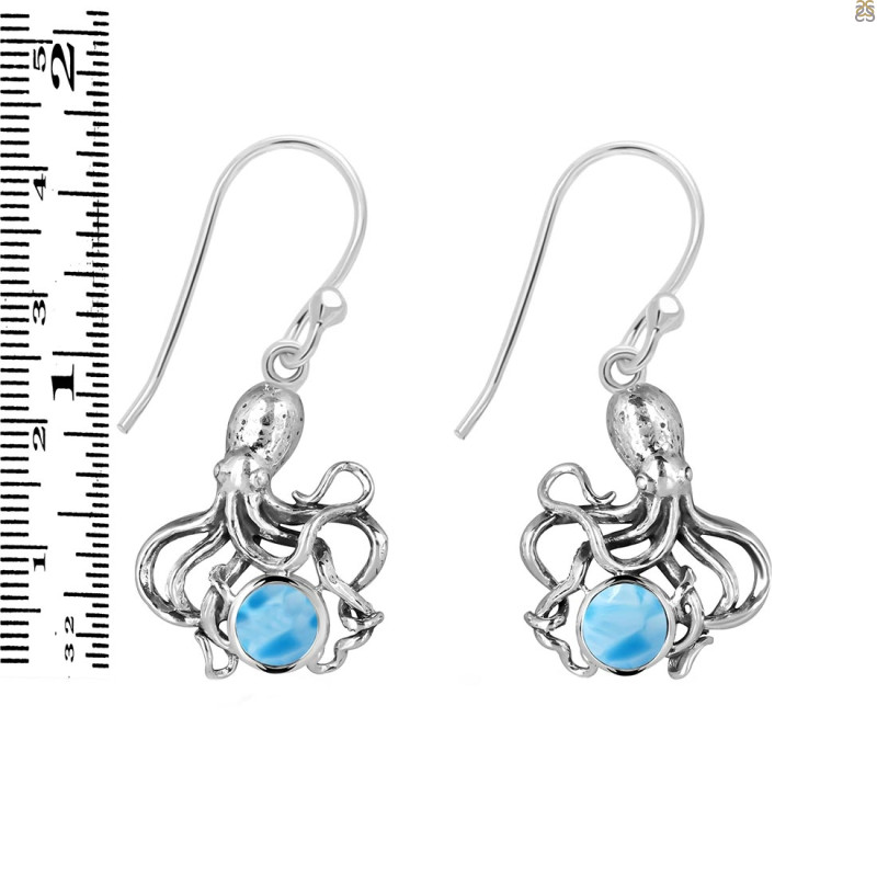Larimar Octopus Earring LAR-RUE-65.