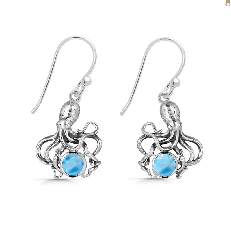 Larimar Octopus Earring LAR-RUE-65.
