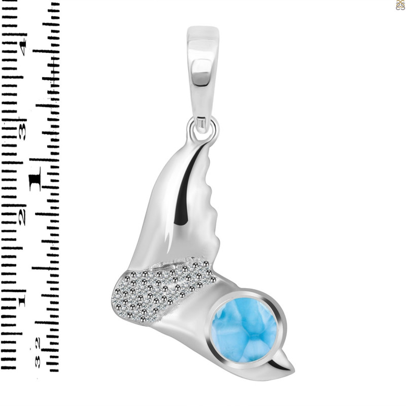 Larimar & White Topaz Whale Tail Pendant LAR-RUP-10.