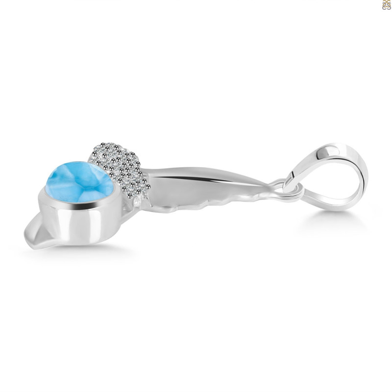 Larimar & White Topaz Whale Tail Pendant