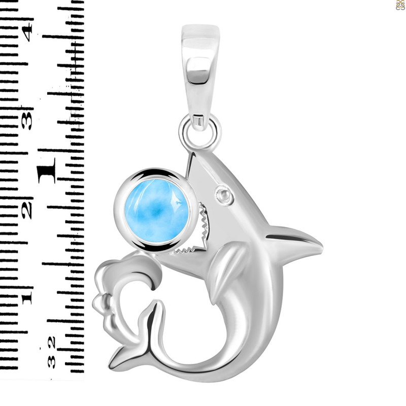 Larimar Shark Pendant LAR-RUP-12.