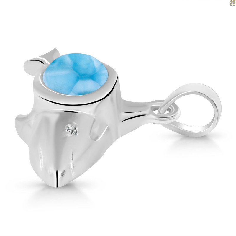 Larimar & White Topaz Shark Pendant