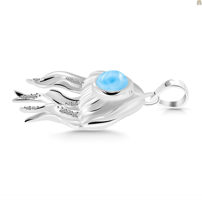 Larimar & White Topaz Jelly Fish Pendant LAR-RUP-14.