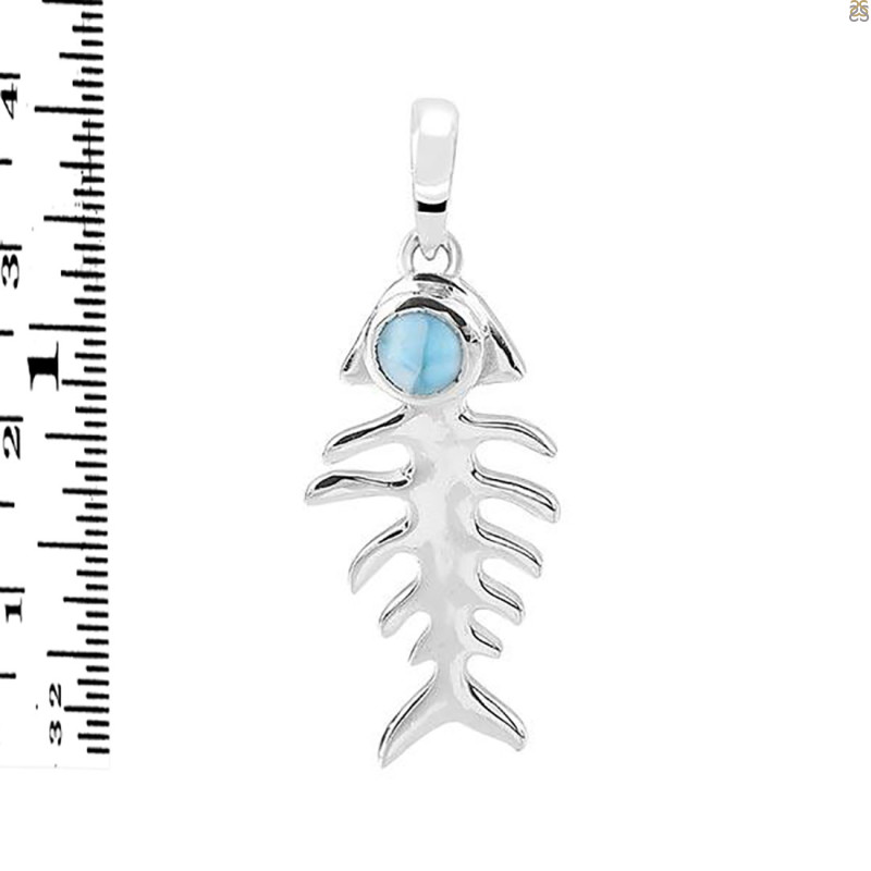 Larimar Fish Bone Pendant LAR-RUP-17.