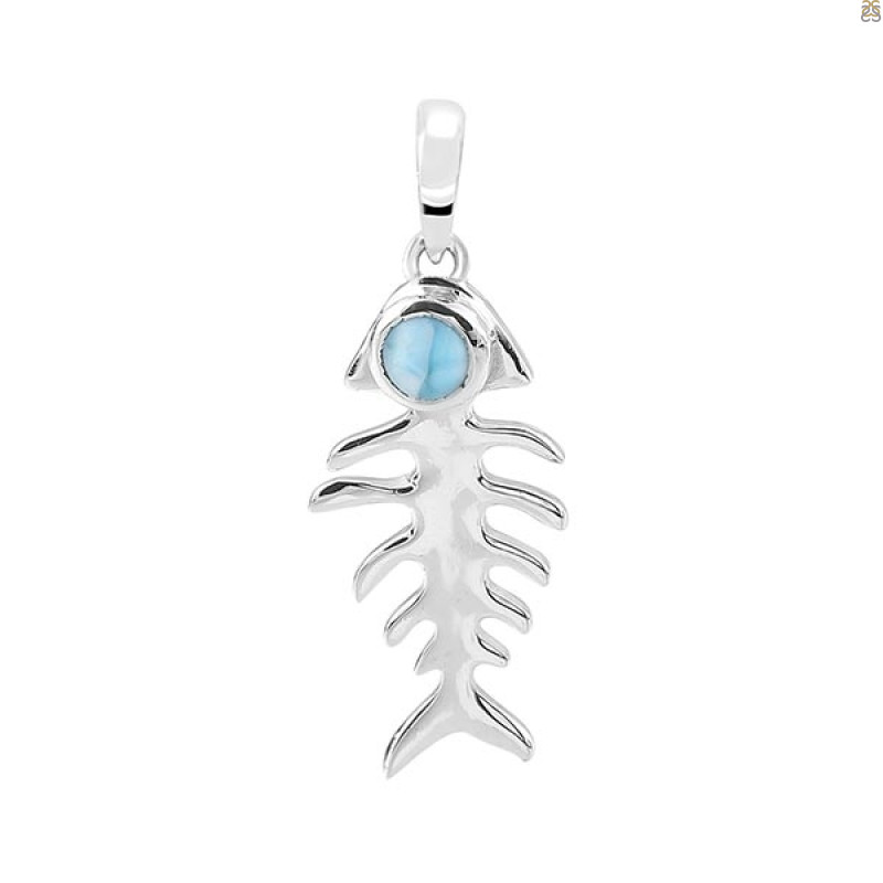 Larimar Fish Bone Pendant LAR-RUP-17.