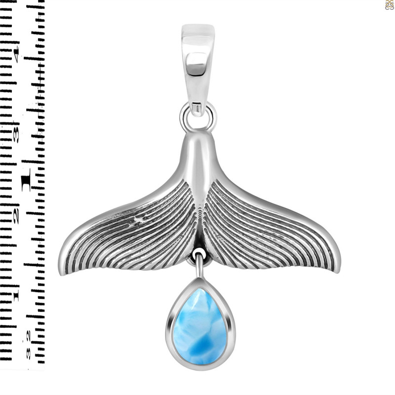 Larimar Whale Tail Pendant LAR-RUP-22.