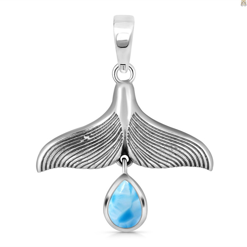 Larimar Whale Tail Pendant LAR-RUP-22.