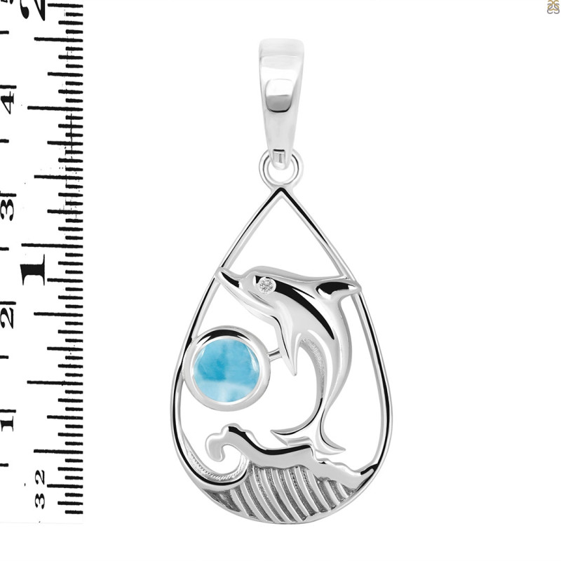 Larimar Dolphin & Waves Pendant LAR-RUP-26.