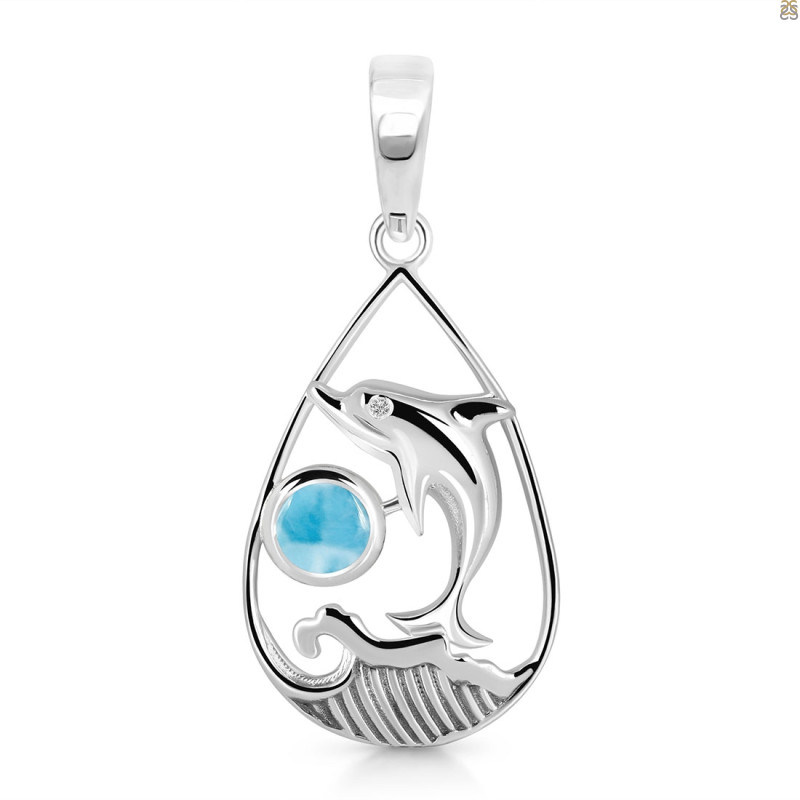 Larimar Dolphin & Waves Pendant LAR-RUP-26.