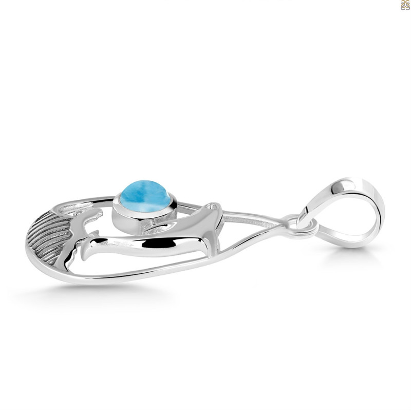 Larimar Dolphin & Waves Pendant