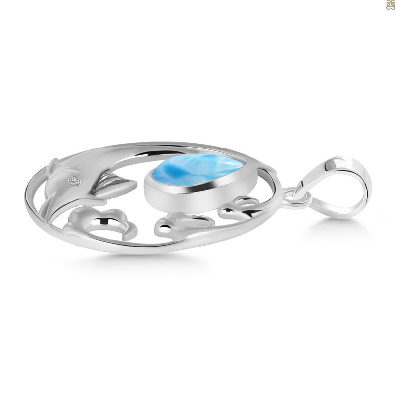 Larimar Waves & Sail Fish Pendant