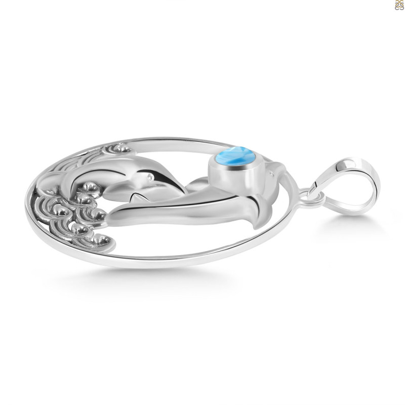 Larimar Dolphin & Waves Pendant
