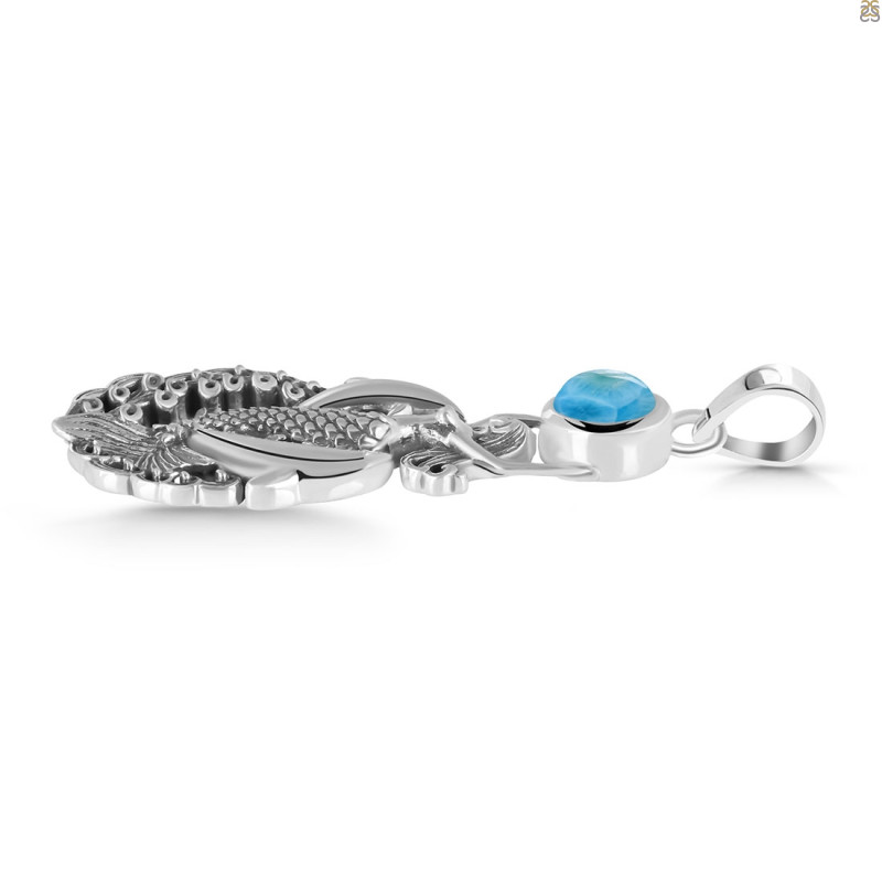 Larimar Mermaid & Dolphin Pendant LAR-RUP-35.