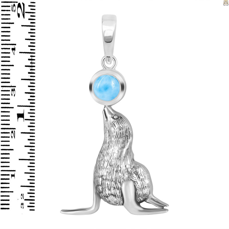 Larimar Seal Pendant LAR-RUP-37.