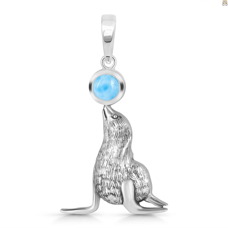 Larimar Seal Pendant LAR-RUP-37.