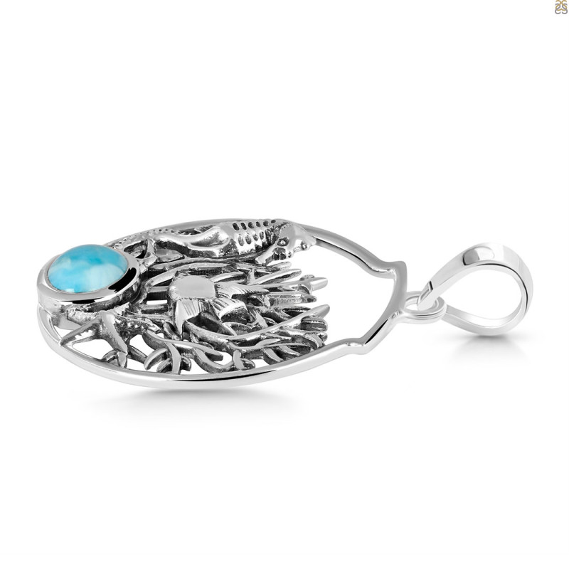 Larimar Sea Horse & Fish Pendant